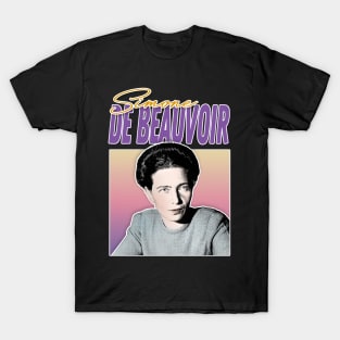 Simone De Beauvoir / Retro Styled Fan Art Design T-Shirt